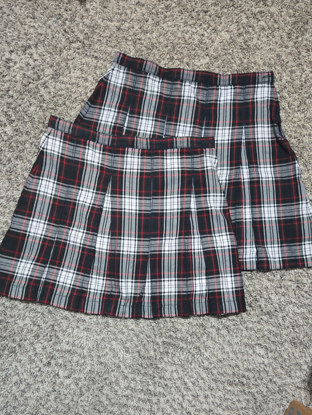 2 Black & Red Plaid Lands End Uniform Skirts